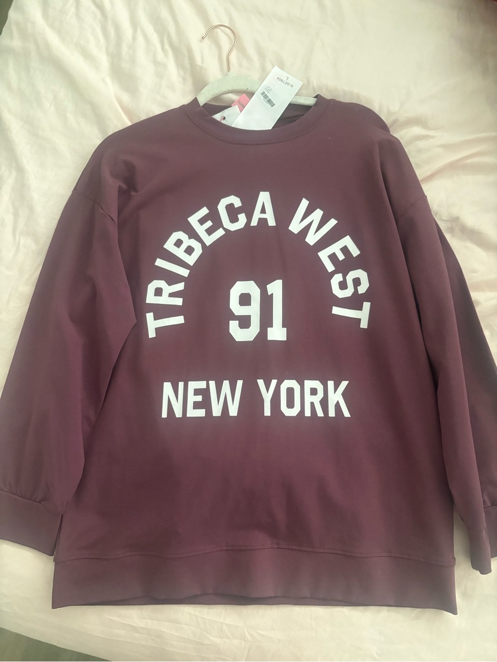 Crewneck Sweatshirt - Burgundy "Tribeca West 91 New York"